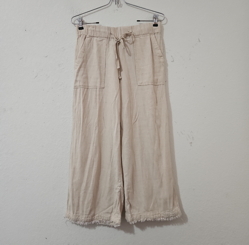 Thread & Supply Linen Blend Wide Leg Crop Pant Size Small